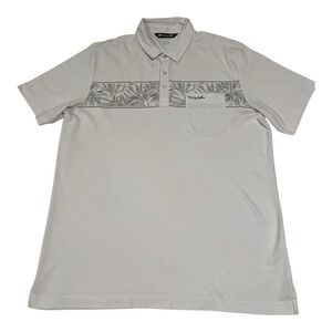 TravisMathew‎ Men's Polo Shirt XL White Striped Golf Lightweight